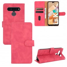עבור LG K41S כיסוי ארנק / ספר עשוי מעור בצבע אדום ורד עם חריצים לכרטיסי אשראי
