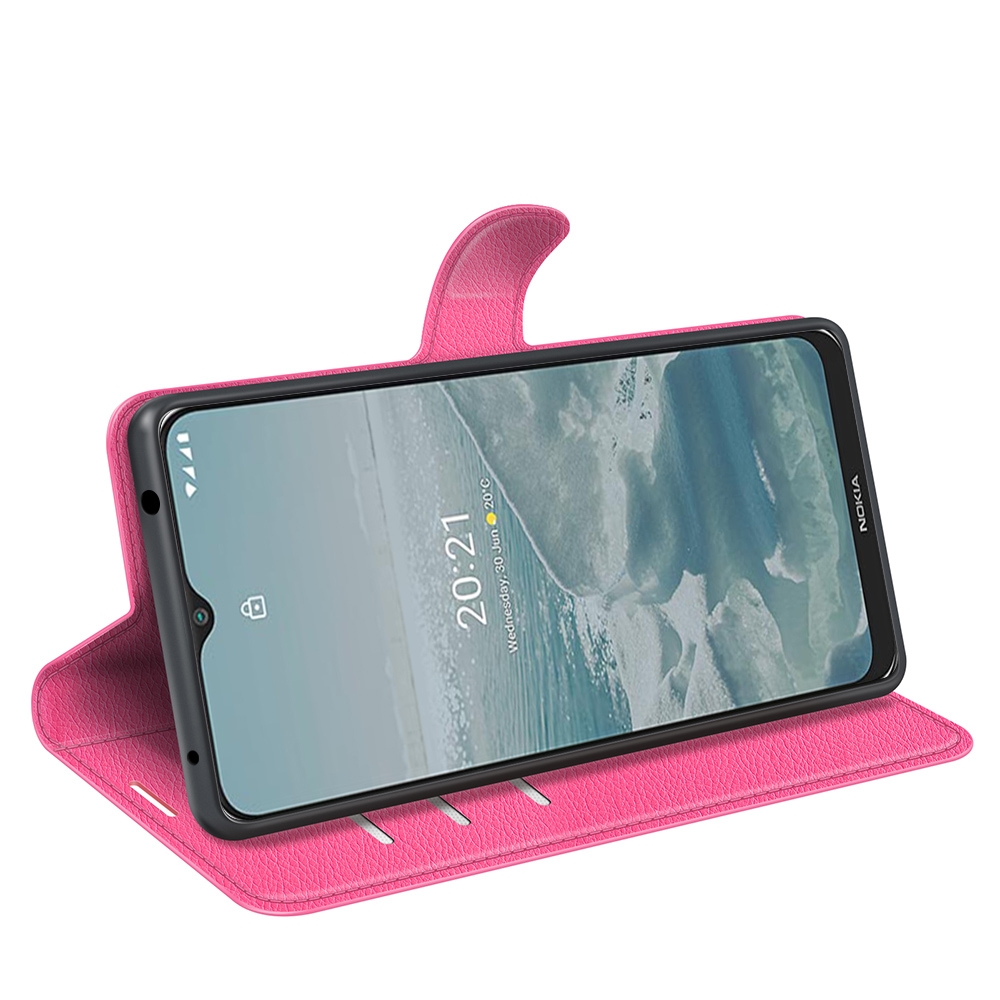 עבור Nokia G20 כיסוי ארנק / ספר עשוי מעור בצבע אדום ורד עם חריצים לכרטיסי אשראי