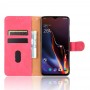 עבור OnePlus 6T כיסוי ארנק / ספר עשוי מעור בצבע אדום ורד עם חריצים לכרטיסי אשראי