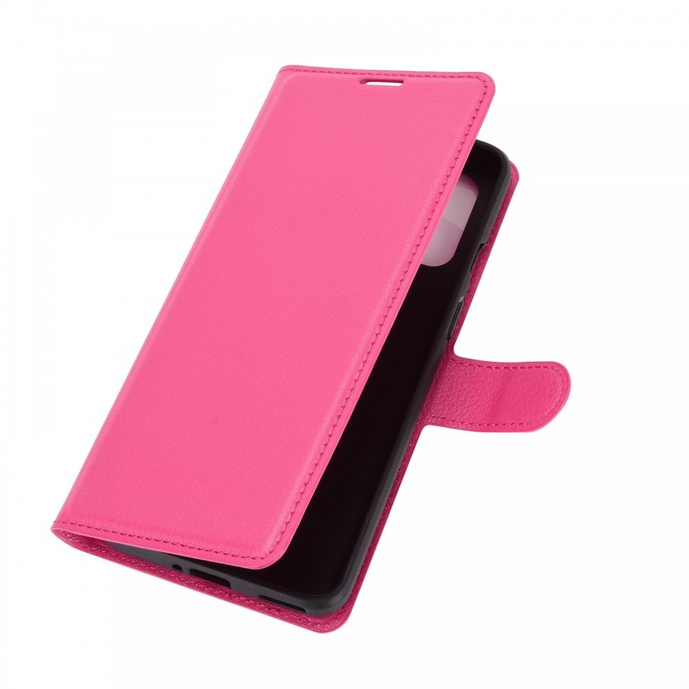 עבור OnePlus 8T כיסוי ארנק / ספר עשוי מעור בצבע אדום ורד עם חריצים לכרטיסי אשראי
