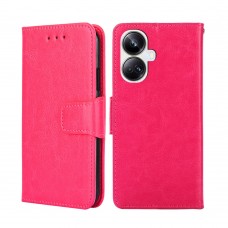 עבור Realme 10 Pro+ כיסוי ארנק / ספר עשוי מעור בצבע אדום ורד עם חריצים לכרטיסי אשראי