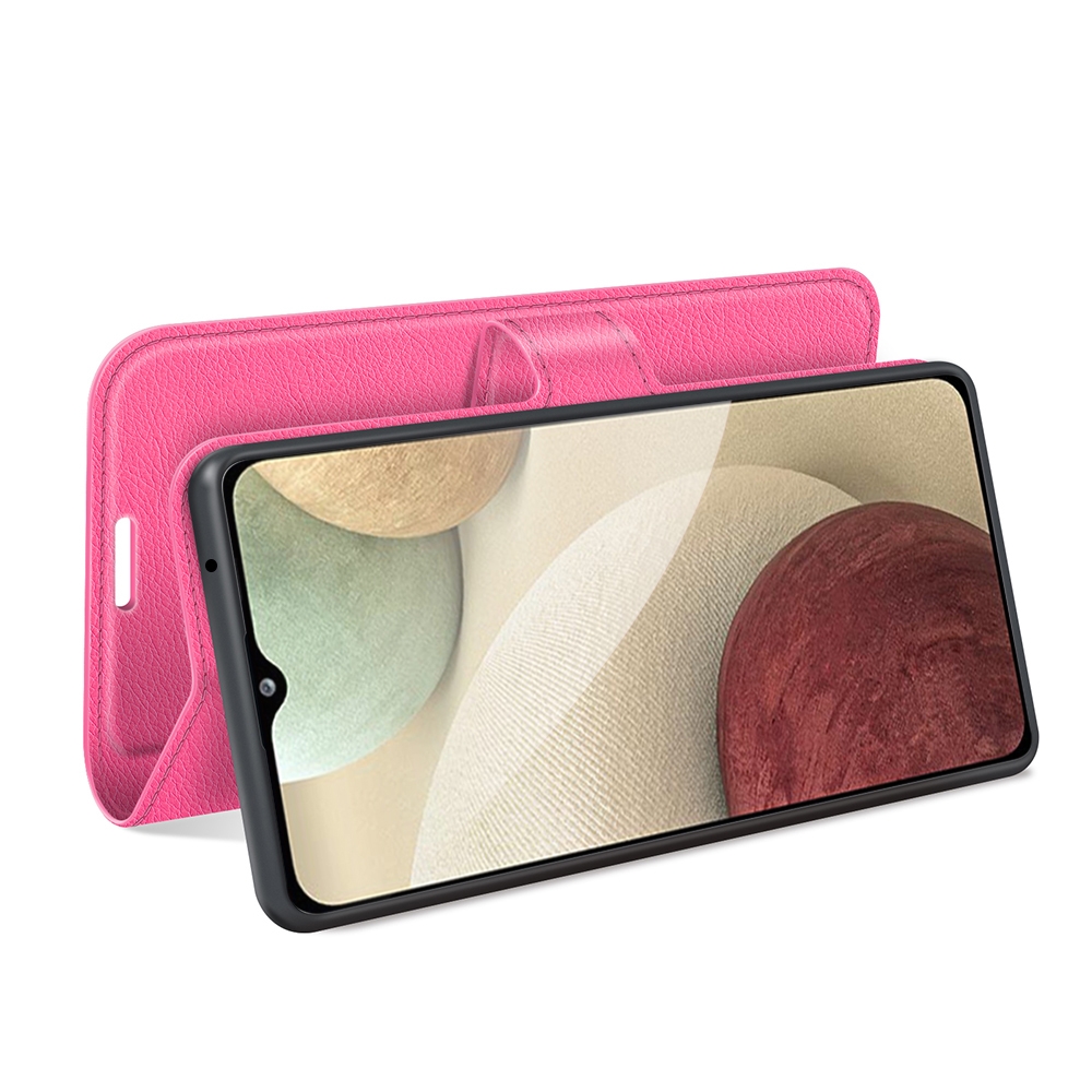 עבור Samsung Galaxy A22 כיסוי ארנק / ספר עשוי מעור בצבע אדום ורד עם חריצים לכרטיסי אשראי