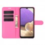 עבור Samsung Galaxy A32 5G כיסוי ארנק / ספר עשוי מעור בצבע אדום ורד עם חריצים לכרטיסי אשראי