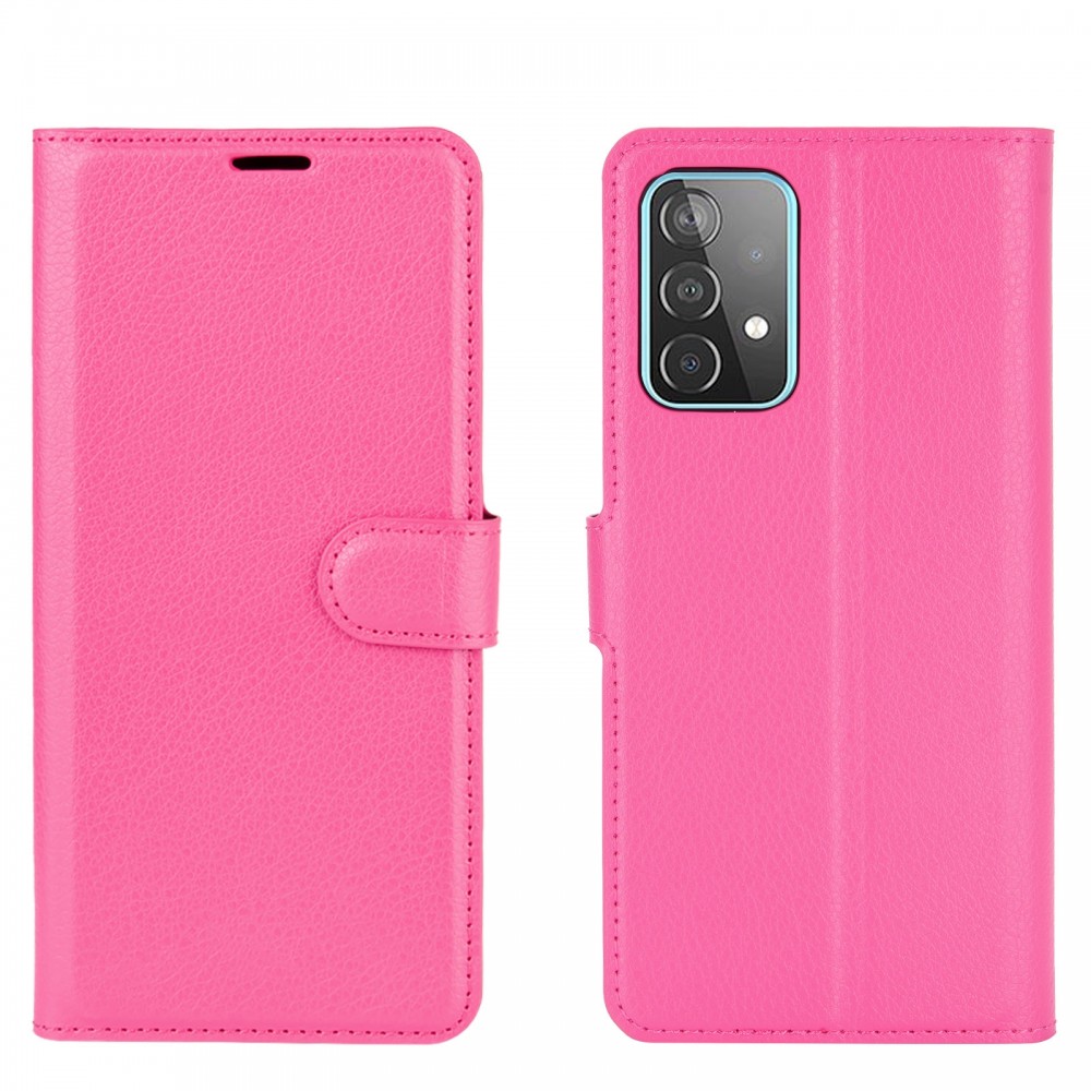 עבור Samsung Galaxy A52 כיסוי ארנק / ספר עשוי מעור בצבע אדום ורד עם חריצים לכרטיסי אשראי