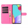 עבור Samsung Galaxy A52 5G כיסוי ארנק / ספר עשוי מעור בצבע אדום ורד עם חריצים לכרטיסי אשראי
