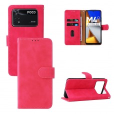 עבור Xiaomi Poco M4 Pro כיסוי ארנק / ספר עשוי מעור בצבע אדום ורד עם חריצים לכרטיסי אשראי