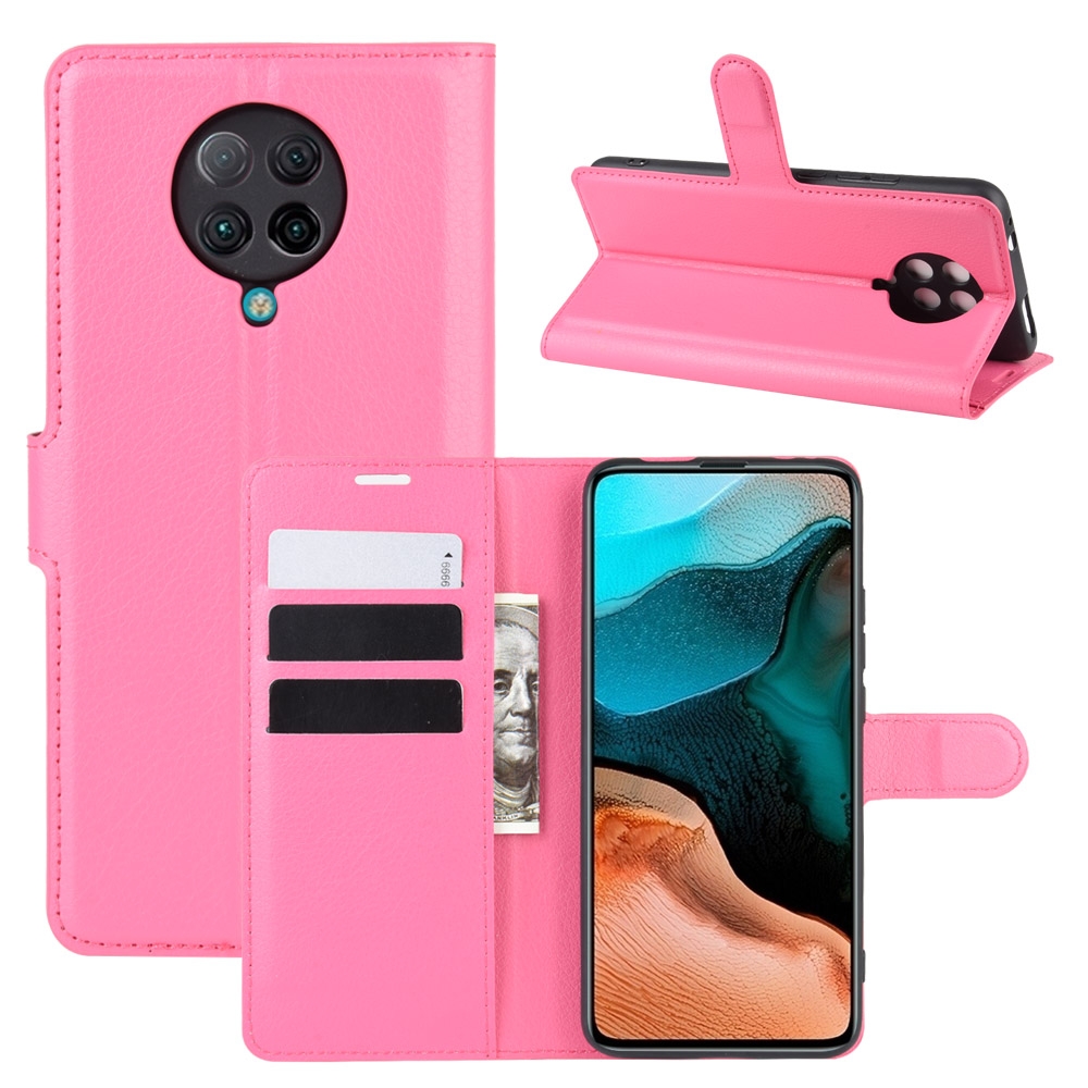 עבור Xiaomi Redmi K30 Pro כיסוי ארנק / ספר עשוי מעור בצבע אדום ורד עם חריצים לכרטיסי אשראי