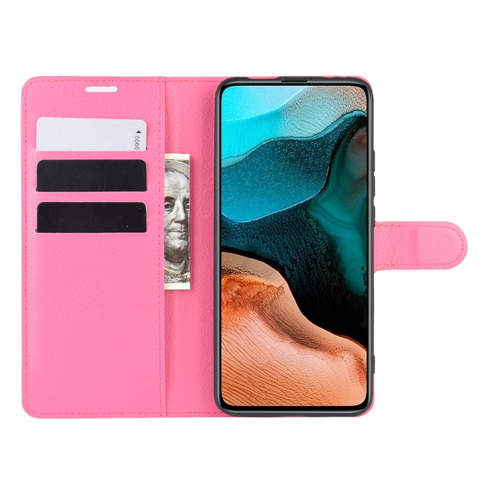 עבור Xiaomi Redmi K30 Pro כיסוי ארנק / ספר עשוי מעור בצבע אדום ורד עם חריצים לכרטיסי אשראי