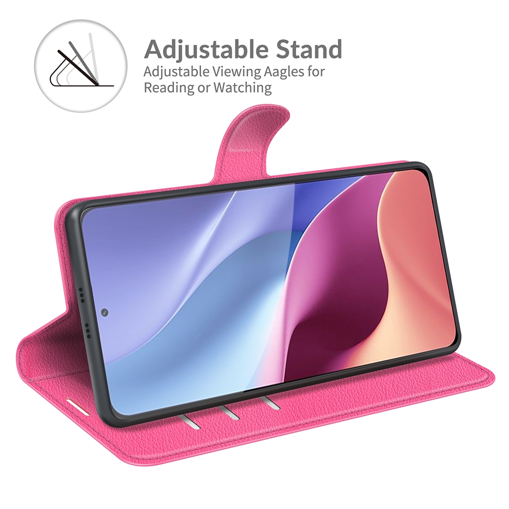 עבור Xiaomi Redmi K40 Pro כיסוי ארנק / ספר עשוי מעור בצבע אדום ורד עם חריצים לכרטיסי אשראי