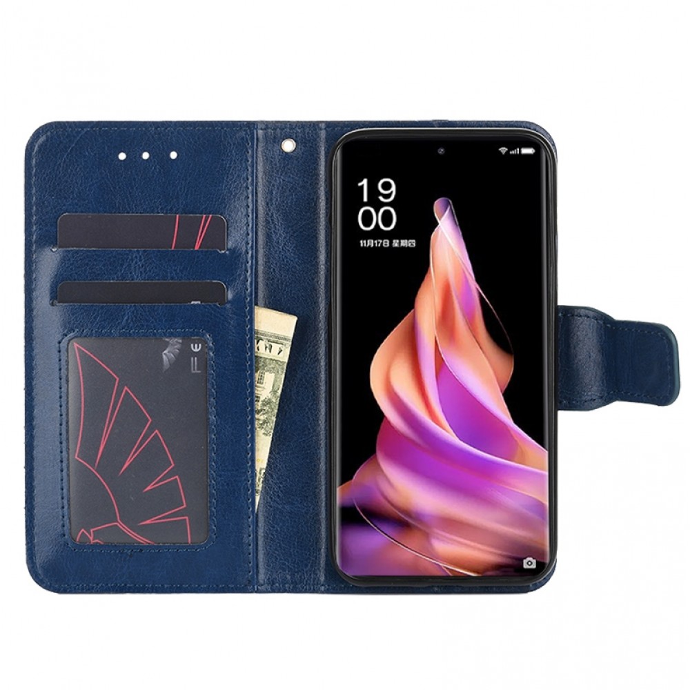 עבור Realme 10 Pro+ כיסוי ארנק / ספר עשוי מעור בצבע כחול מלכותי עם חריצים לכרטיסי אשראי
