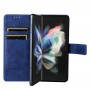 עבור Samsung Galaxy Z Fold4 כיסוי ארנק / ספר עשוי מעור בצבע כחול מלכותי עם חריצים לכרטיסי אשראי