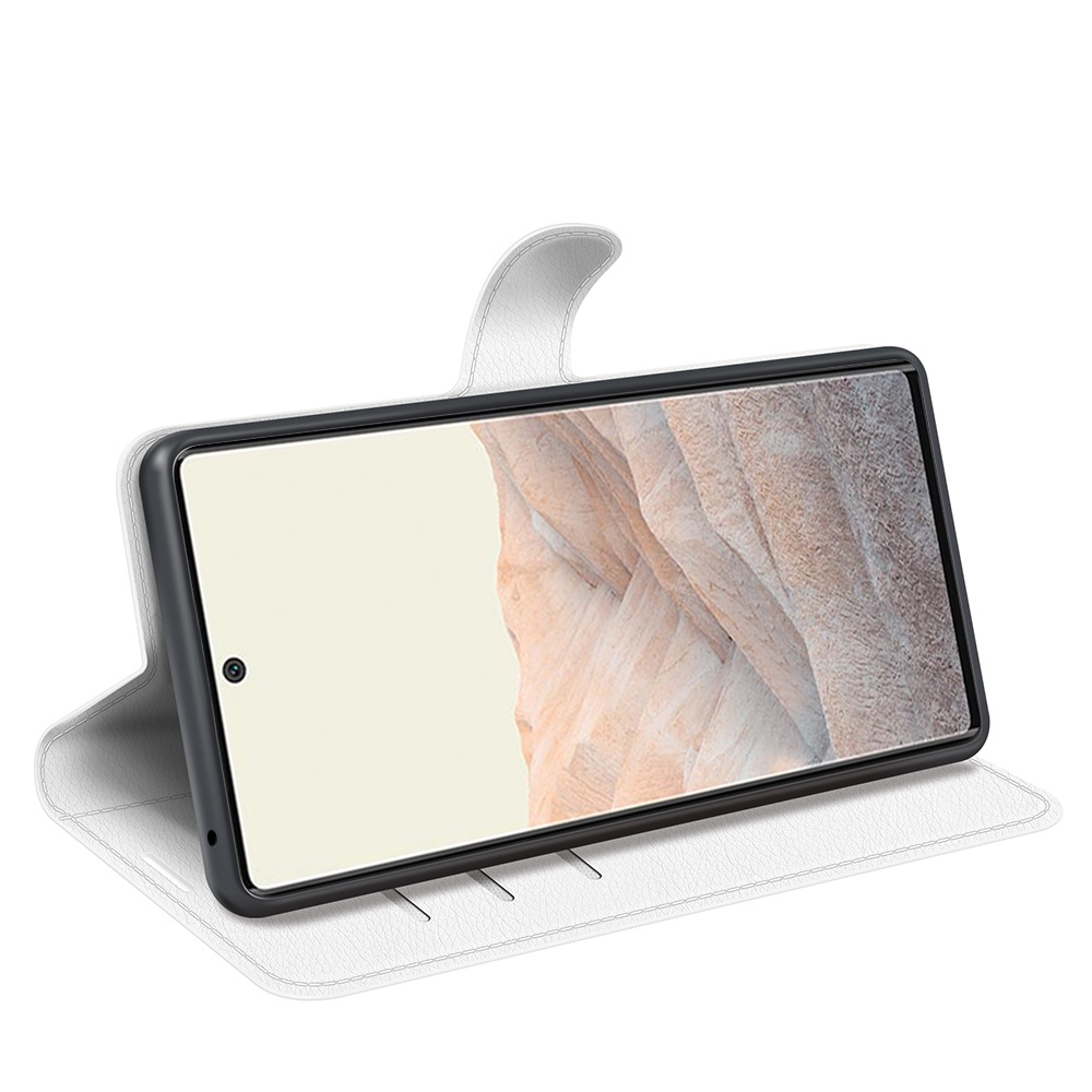 עבור Google Pixel 6 Pro כיסוי ארנק / ספר עשוי מעור בצבע לבן עם חריצים לכרטיסי אשראי