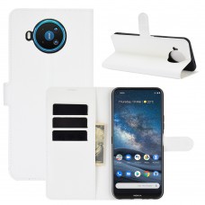 עבור Nokia 8.3 5G כיסוי ארנק / ספר עשוי מעור בצבע לבן עם חריצים לכרטיסי אשראי