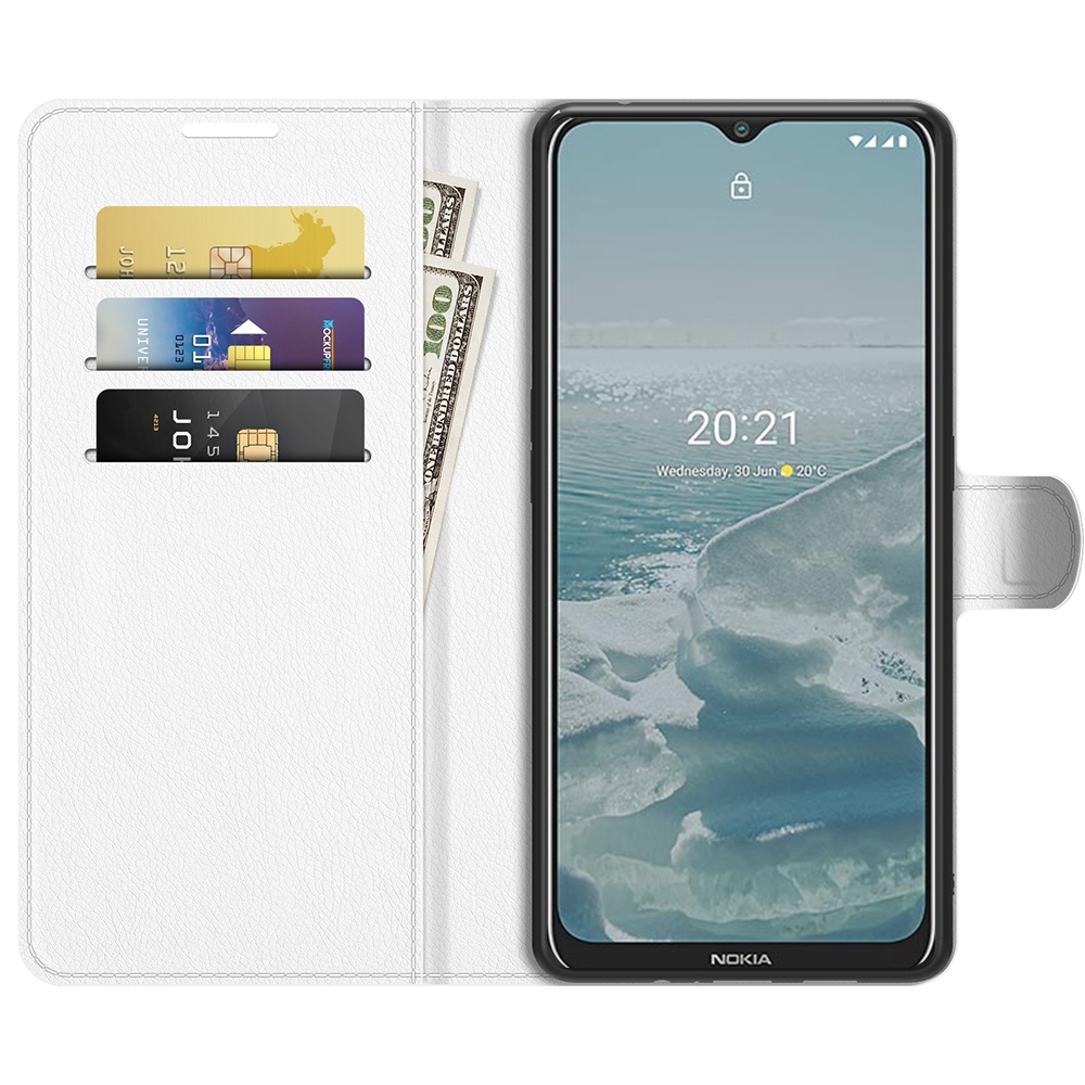 עבור Nokia G20 כיסוי ארנק / ספר עשוי מעור בצבע לבן עם חריצים לכרטיסי אשראי