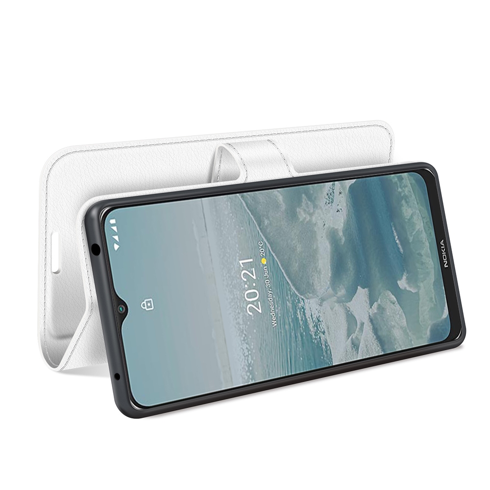 עבור Nokia G20 כיסוי ארנק / ספר עשוי מעור בצבע לבן עם חריצים לכרטיסי אשראי