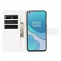 עבור OnePlus 8T כיסוי ארנק / ספר עשוי מעור בצבע לבן עם חריצים לכרטיסי אשראי