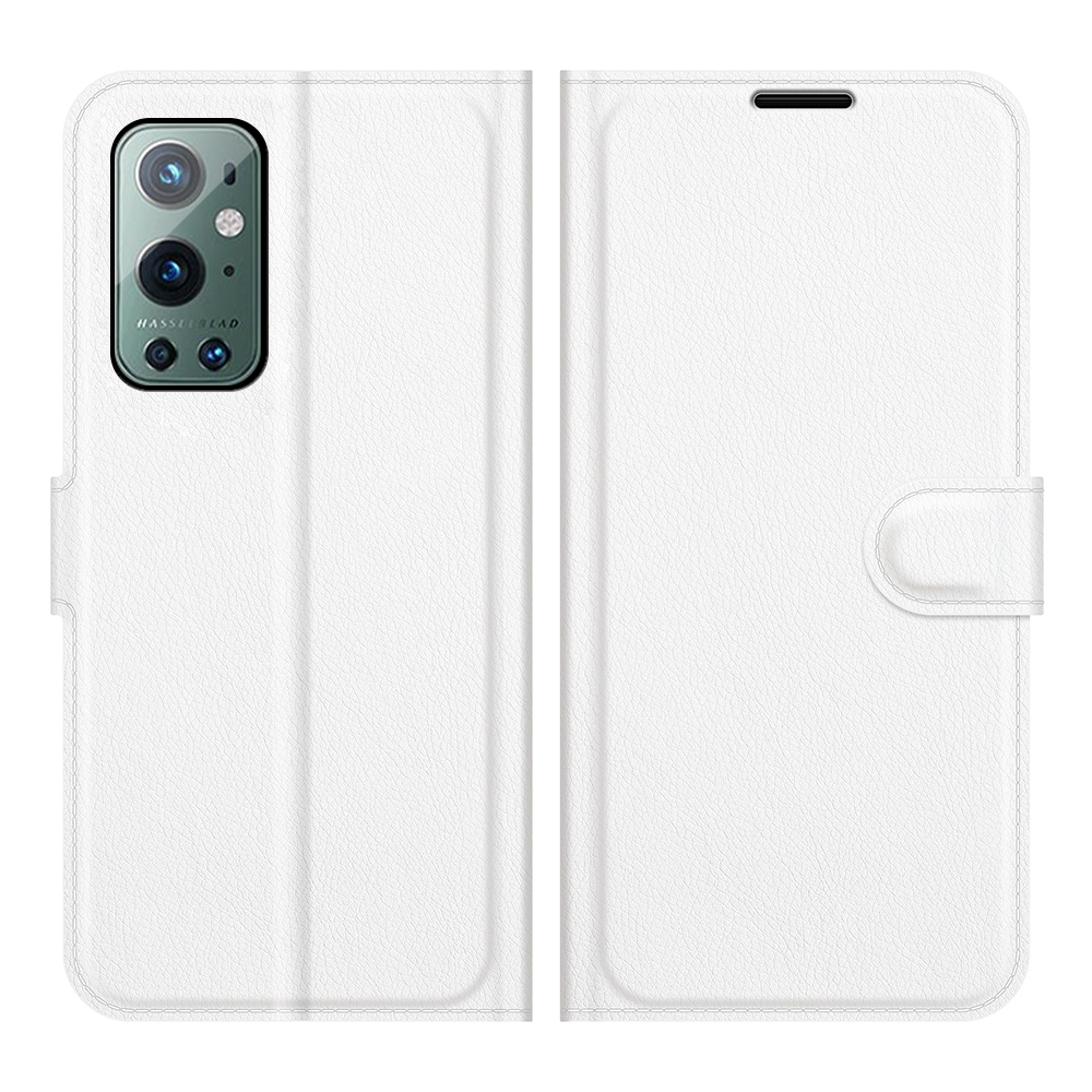עבור OnePlus 9 Pro כיסוי ארנק / ספר עשוי מעור בצבע לבן עם חריצים לכרטיסי אשראי