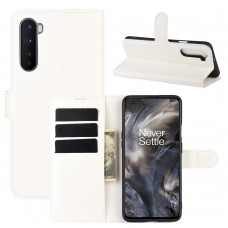 עבור OnePlus Nord כיסוי ארנק / ספר עשוי מעור בצבע לבן עם חריצים לכרטיסי אשראי