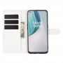 עבור OnePlus Nord N10 5G כיסוי ארנק / ספר עשוי מעור בצבע לבן עם חריצים לכרטיסי אשראי