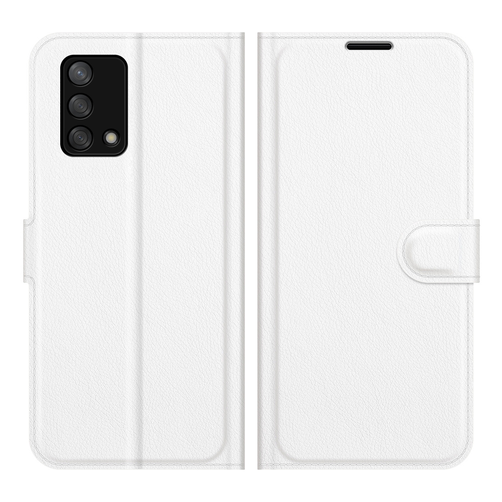 עבור Oppo A74 כיסוי ארנק / ספר עשוי מעור בצבע לבן עם חריצים לכרטיסי אשראי