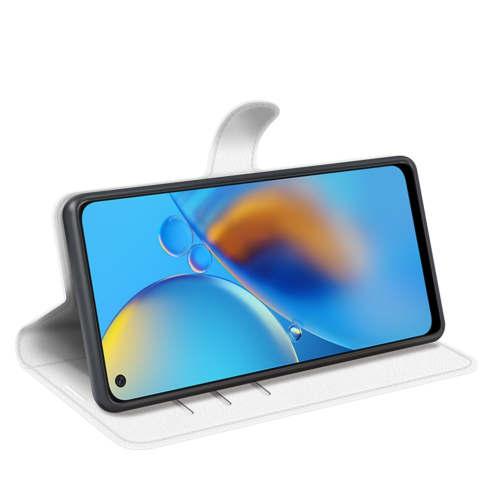 עבור Oppo A74 כיסוי ארנק / ספר עשוי מעור בצבע לבן עם חריצים לכרטיסי אשראי