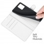 עבור Realme 8 כיסוי ארנק / ספר עשוי מעור בצבע לבן עם חריצים לכרטיסי אשראי