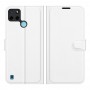 עבור Realme C21Y כיסוי ארנק / ספר עשוי מעור בצבע לבן עם חריצים לכרטיסי אשראי