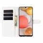 עבור Samsung Galaxy A42 5G כיסוי ארנק / ספר עשוי מעור בצבע לבן עם חריצים לכרטיסי אשראי