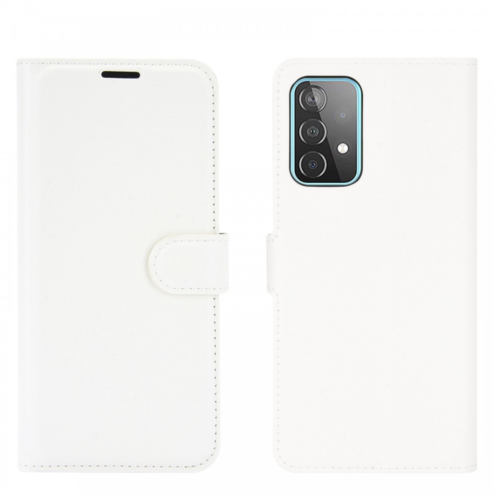 עבור Samsung Galaxy A52 5G כיסוי ארנק / ספר עשוי מעור בצבע לבן עם חריצים לכרטיסי אשראי