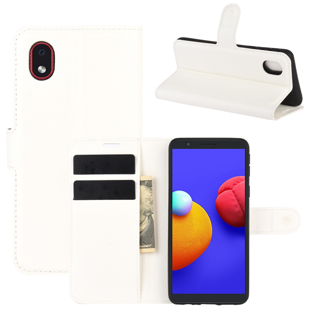 עבור Samsung Galaxy M01 Core כיסוי ארנק / ספר עשוי מעור בצבע לבן עם חריצים לכרטיסי אשראי