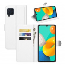 עבור Samsung Galaxy M32 כיסוי ארנק / ספר עשוי מעור בצבע לבן עם חריצים לכרטיסי אשראי