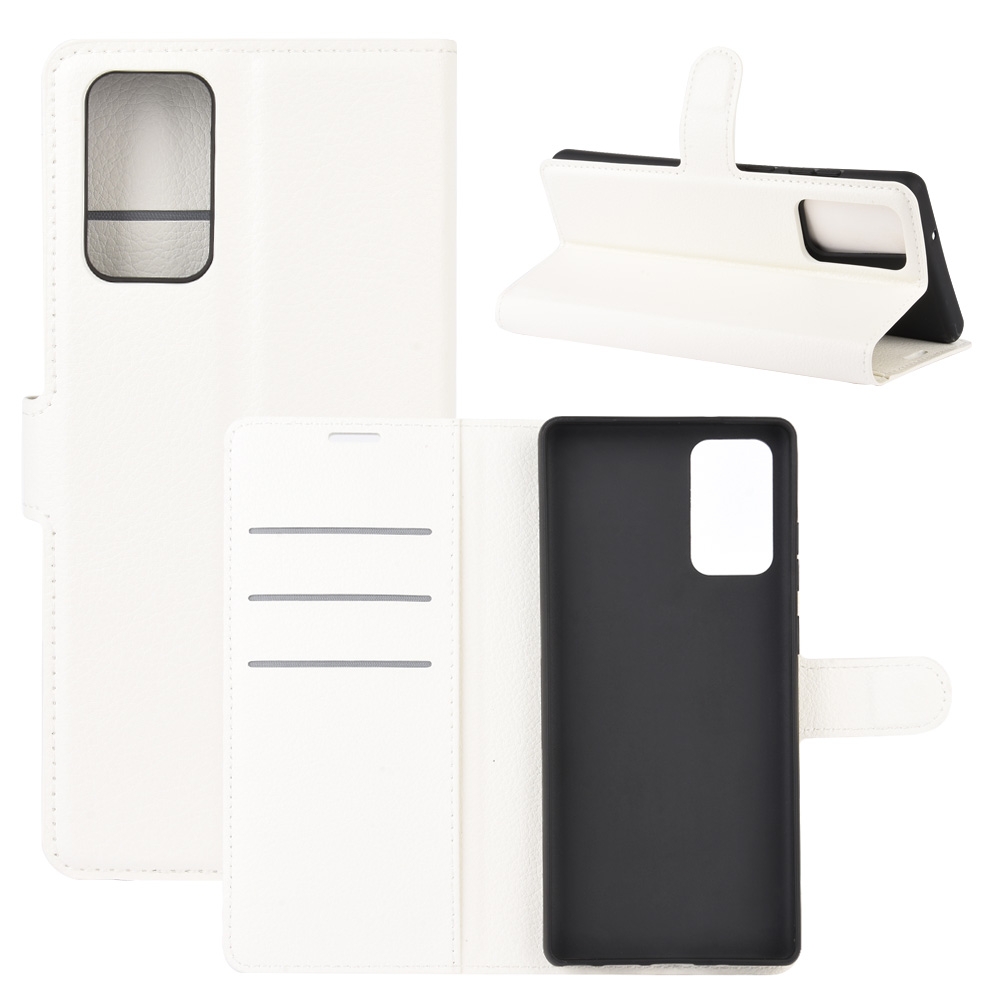 עבור Samsung Galaxy Note20 כיסוי ארנק / ספר עשוי מעור בצבע לבן עם חריצים לכרטיסי אשראי