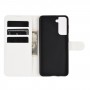עבור Samsung Galaxy S21 5G כיסוי ארנק / ספר עשוי מעור בצבע לבן עם חריצים לכרטיסי אשראי