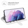 עבור Samsung Galaxy S22+ 5G כיסוי ארנק / ספר עשוי מעור בצבע לבן עם חריצים לכרטיסי אשראי