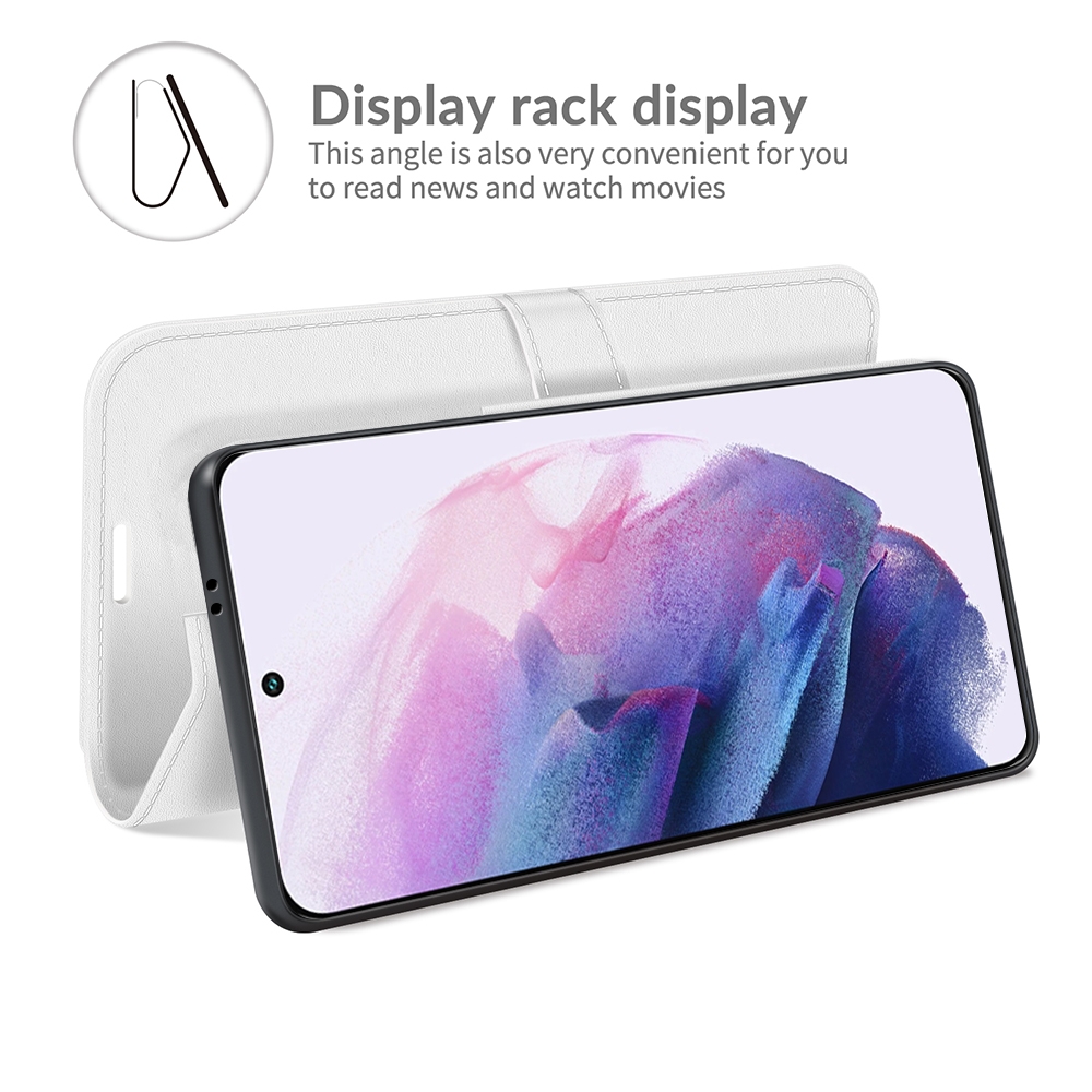 עבור Samsung Galaxy S22+ 5G כיסוי ארנק / ספר עשוי מעור בצבע לבן עם חריצים לכרטיסי אשראי