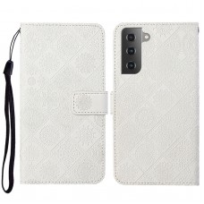 עבור Samsung Galaxy S23 כיסוי ארנק / ספר עשוי מעור בצבע לבן עם חריצים לכרטיסי אשראי