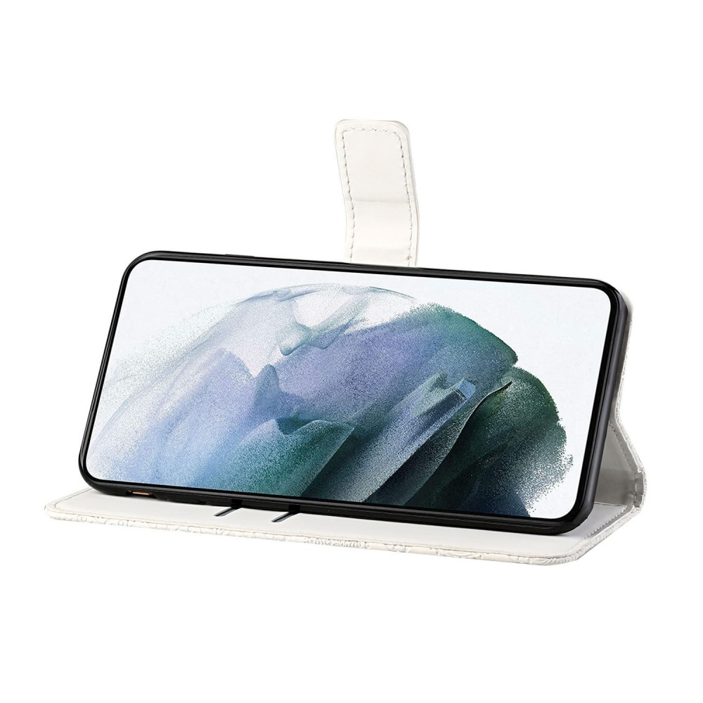 עבור Samsung Galaxy S23 כיסוי ארנק / ספר עשוי מעור בצבע לבן עם חריצים לכרטיסי אשראי
