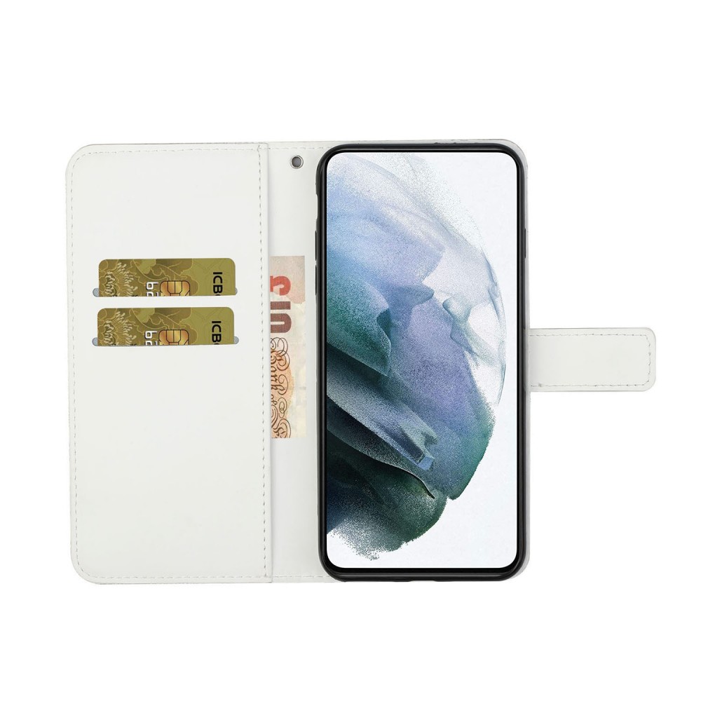 עבור Samsung Galaxy S23 כיסוי ארנק / ספר עשוי מעור בצבע לבן עם חריצים לכרטיסי אשראי