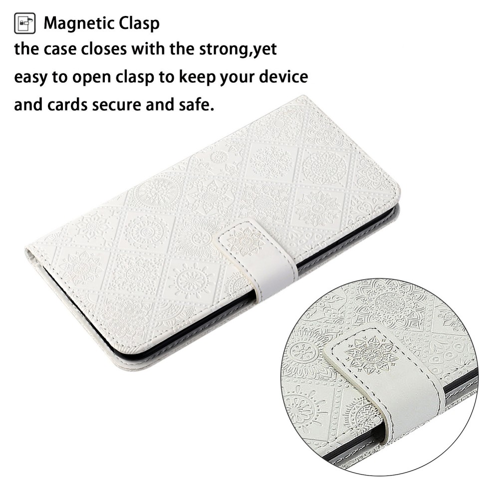 עבור Samsung Galaxy S23 כיסוי ארנק / ספר עשוי מעור בצבע לבן עם חריצים לכרטיסי אשראי