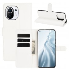 עבור Xiaomi Mi 11 כיסוי ארנק / ספר עשוי מעור בצבע לבן עם חריצים לכרטיסי אשראי
