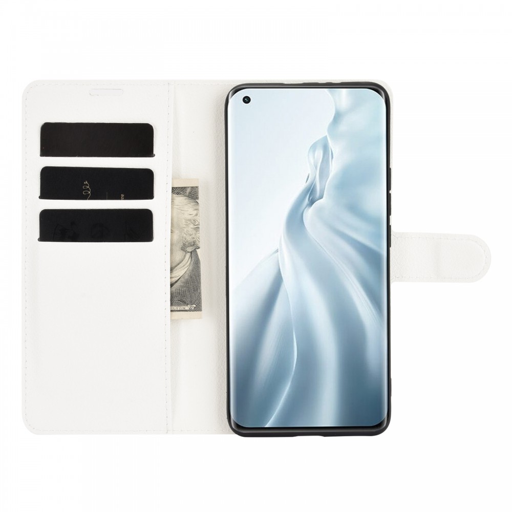 עבור Xiaomi Mi 11 כיסוי ארנק / ספר עשוי מעור בצבע לבן עם חריצים לכרטיסי אשראי