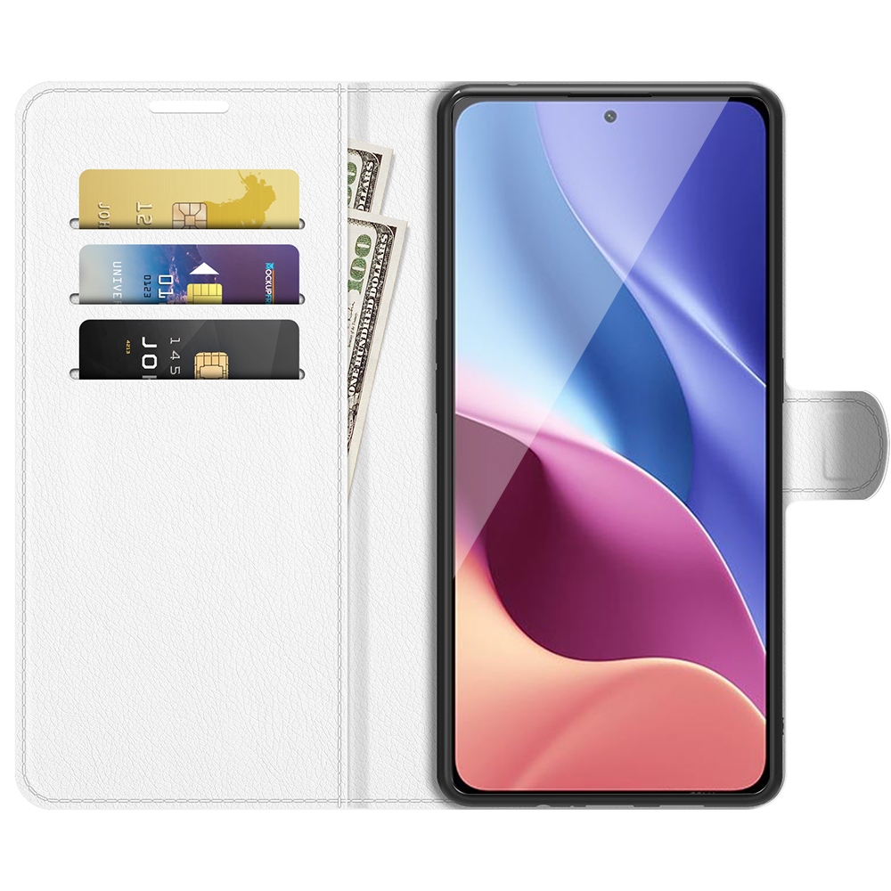 עבור Xiaomi Mi 11i כיסוי ארנק / ספר עשוי מעור בצבע לבן עם חריצים לכרטיסי אשראי