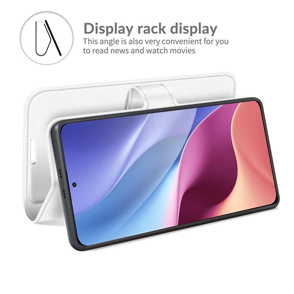 עבור Xiaomi Redmi K40 כיסוי ארנק / ספר עשוי מעור בצבע לבן עם חריצים לכרטיסי אשראי
