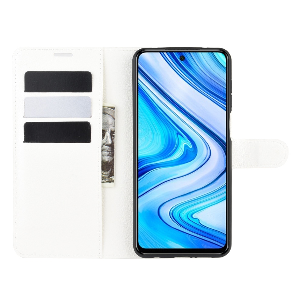 עבור Xiaomi Redmi Note 9S כיסוי ארנק / ספר עשוי מעור בצבע לבן עם חריצים לכרטיסי אשראי