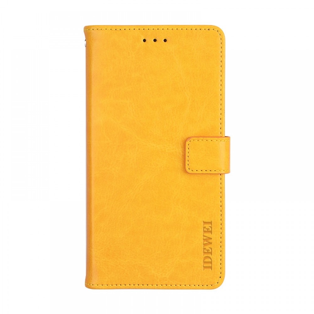 עבור LG G7 ThinQ כיסוי ארנק / ספר עשוי מעור בצבע צהוב עם חריצים לכרטיסי אשראי