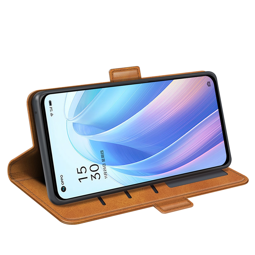 עבור Oppo Find X5 Lite כיסוי ארנק / ספר עשוי מעור בצבע צהוב עם חריצים לכרטיסי אשראי