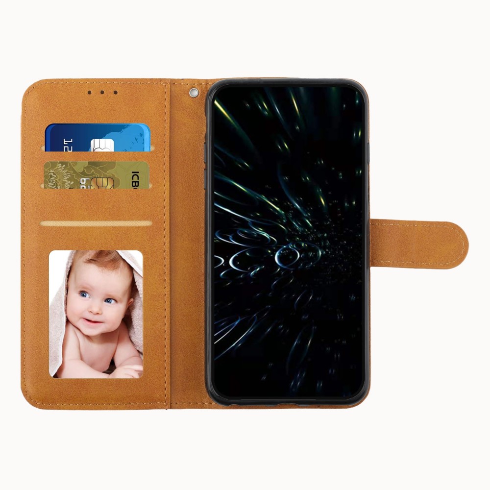 עבור Oppo Reno8 5G כיסוי ארנק / ספר עשוי מעור בצבע צהוב עם חריצים לכרטיסי אשראי