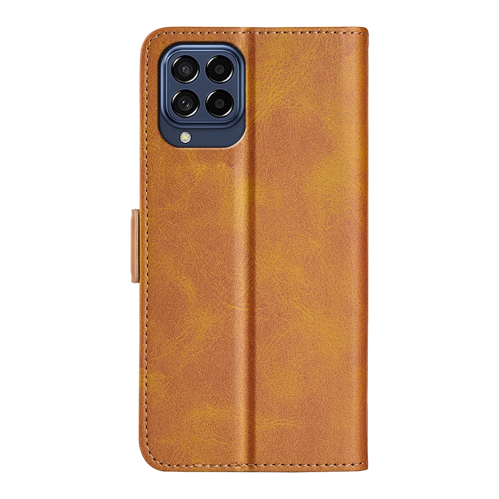 עבור Samsung Galaxy M33 כיסוי ארנק / ספר עשוי מעור בצבע צהוב עם חריצים לכרטיסי אשראי