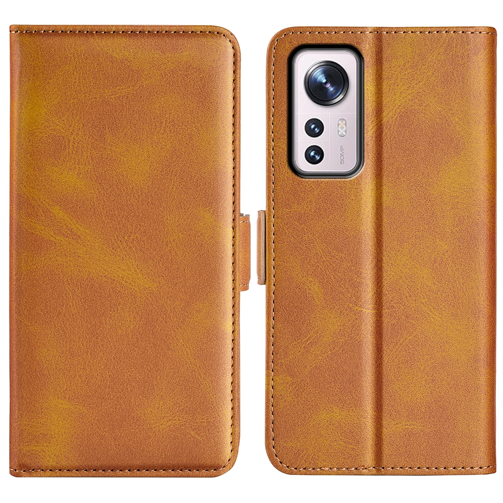 עבור Xiaomi 12 כיסוי ארנק / ספר עשוי מעור בצבע צהוב עם חריצים לכרטיסי אשראי