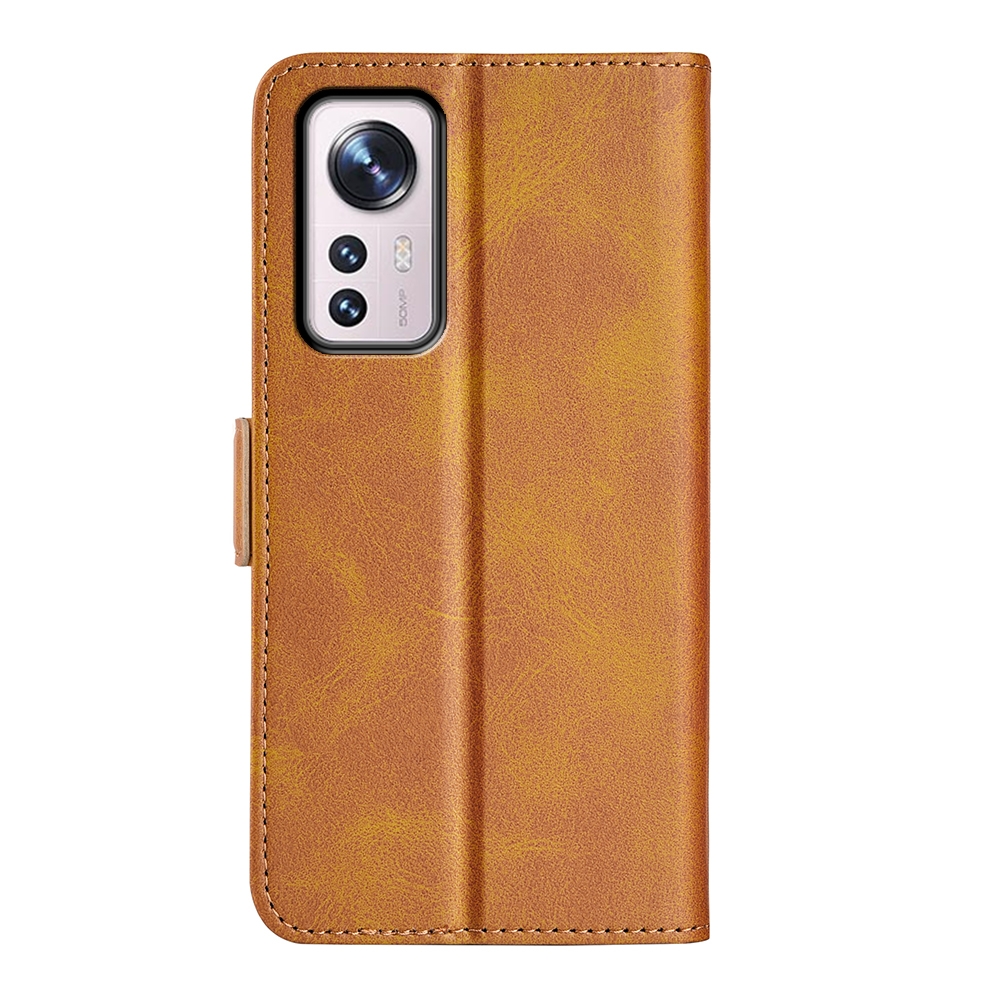 עבור Xiaomi 12 כיסוי ארנק / ספר עשוי מעור בצבע צהוב עם חריצים לכרטיסי אשראי